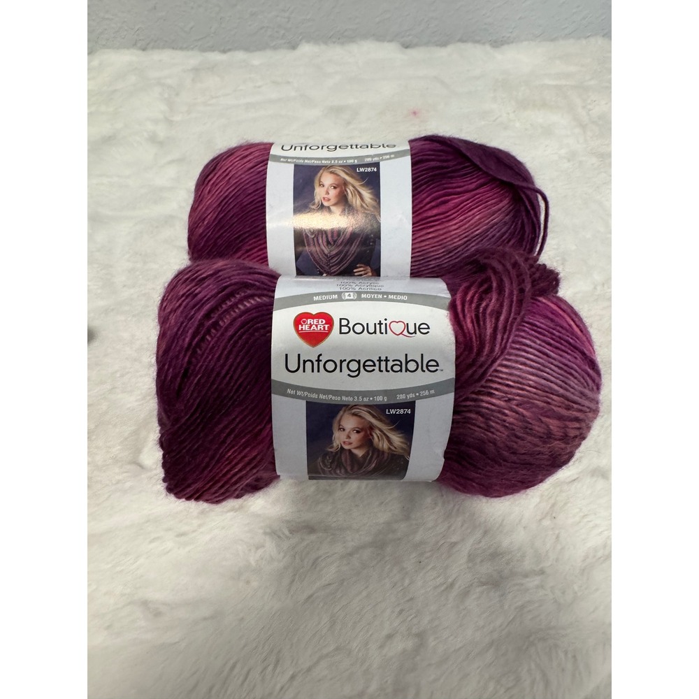 Red Heart Boutique Unforgettable Yarn Petunia Purple Pink 2 Balls 560 Yards